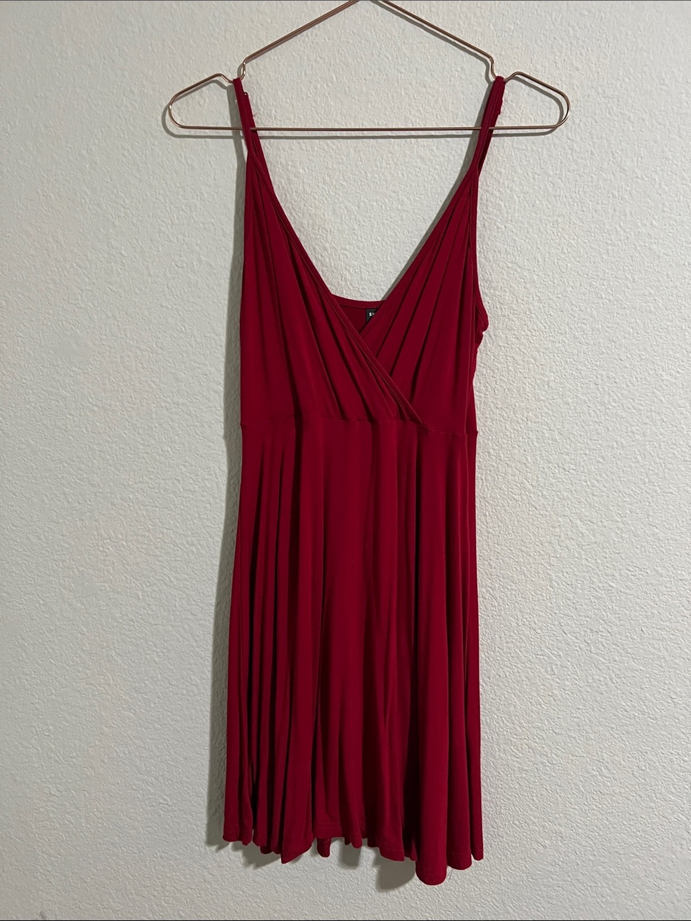 SHEIN Wine-Red Surplice Mini Dress